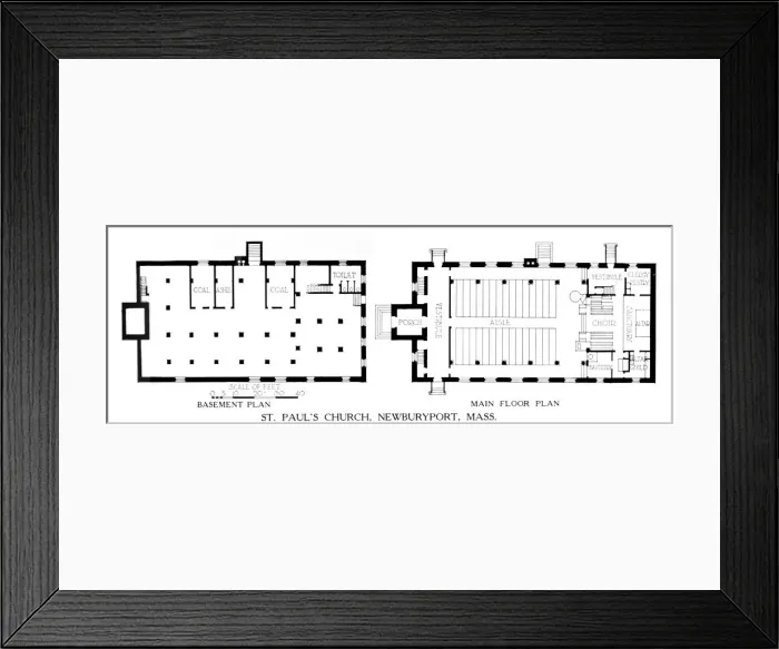 Framed Print : Floor plans, St Pauls Church, Newburyport, Massachusetts, 1924 Framed Print : Floor plans, St Pauls Church, Newburyport, Massachusetts, 1924
