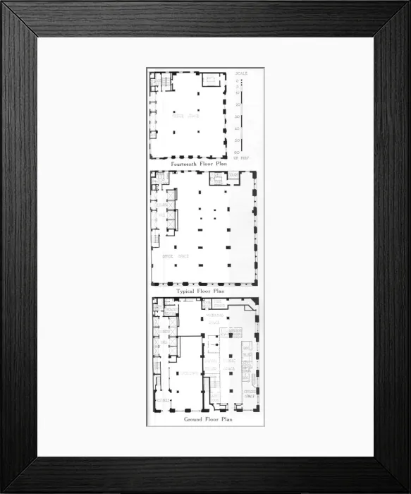Framed Print : Floor plans, Johns-Manville Building, New York City, 1924 Framed Print : Floor plans, Johns-Manville Building, New York City, 1924