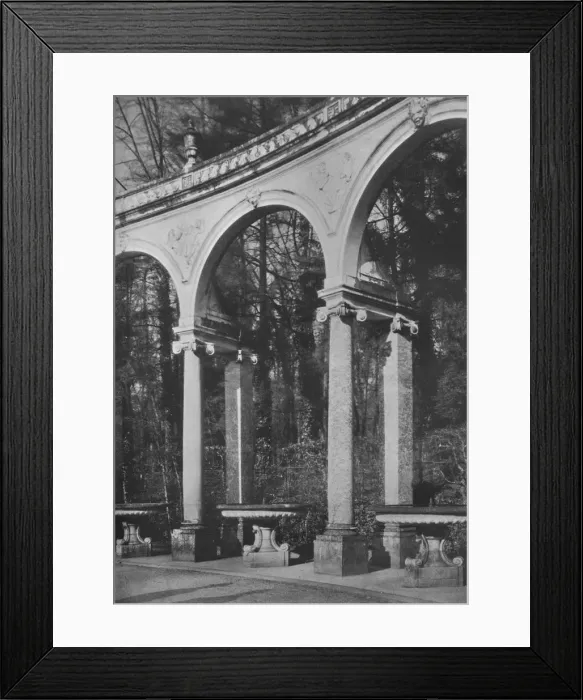 Framed Print : Detail of colonnade and fountains, Temple of Music, Versailles, France, 1924 Framed Print : Detail of colonnade and fountains, Temple of Music, Versailles, France, 1924
