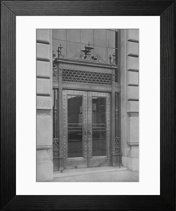 Framed Print : Detail of side entrance door, Phoenix National Bank, 1924 Framed Print : Detail of side entrance door, Phoenix National Bank, 1924