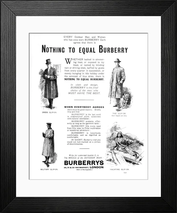 Framed Print : Burberry s, 1909 Framed Print : Burberry s, 1909