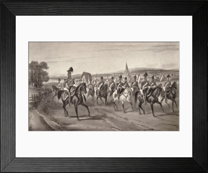 Framed Print : Going to the Review (16th Lancers), 1850 (1909). Artist: John Harris Junior Framed Print : Going to the Review (16th Lancers), 1850 (1909). Artist: John Harris Junior