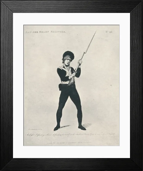 Framed Print : A Light Infantry Man defending himself, 1798 (1909). Artist: Thomas Rowlandson Framed Print : A Light Infantry Man defending himself, 1798 (1909). Artist: Thomas Rowlandson