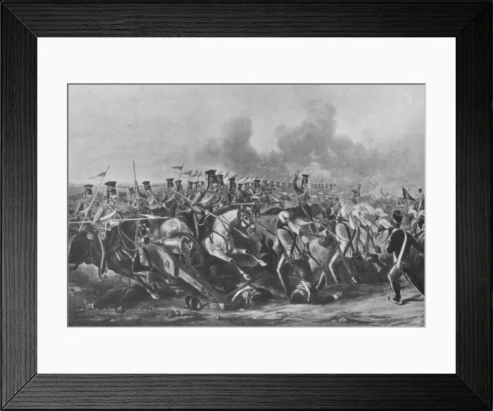 Framed Print : Charge of the 16th (Queens Own Lancers) at the Battle of Aliwal, January 28, 1846, 1847 (1909). Artist: John Harris Junior Framed Print : Charge of the 16th (Queens Own Lancers) at the Battle of Aliwal, January 28, 1846, 1847 (1909). Artist: John Harris Junior