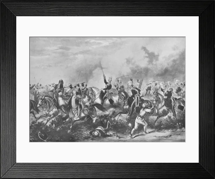 Framed Print : The 3rd Light Dragoons at Chillienwallah, 1849, 1849 (1909). Artist: John Harris Junior Framed Print : The 3rd Light Dragoons at Chillienwallah, 1849, 1849 (1909). Artist: John Harris Junior