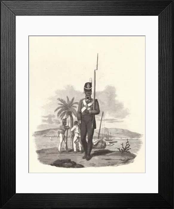 Framed Print : A Private of the 5th West India Regiment, c1812 (1909). Artist: Joseph Constantine Stadler Framed Print : A Private of the 5th West India Regiment, c1812 (1909). Artist: Joseph Constantine Stadler