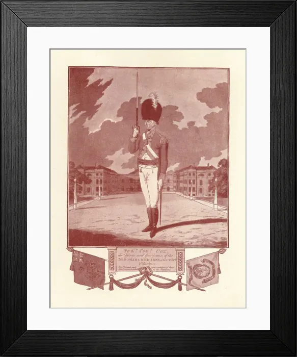 Framed Print : Officers and Gentlemen of the Bloomsbury & Inns of Court Volunteers, 1780-1820, (1909). Artist: Charles Tomkins Framed Print : Officers and Gentlemen of the Bloomsbury & Inns of Court Volunteers, 1780-1820, (1909). Artist: Charles Tomkins