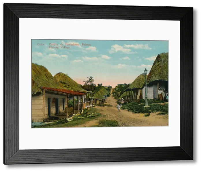 Framed Print : Cuba: Pueblo de Pescadores. Bohios. Fishing Village, 1919 Framed Print : Cuba: Pueblo de Pescadores. Bohios. Fishing Village, 1919