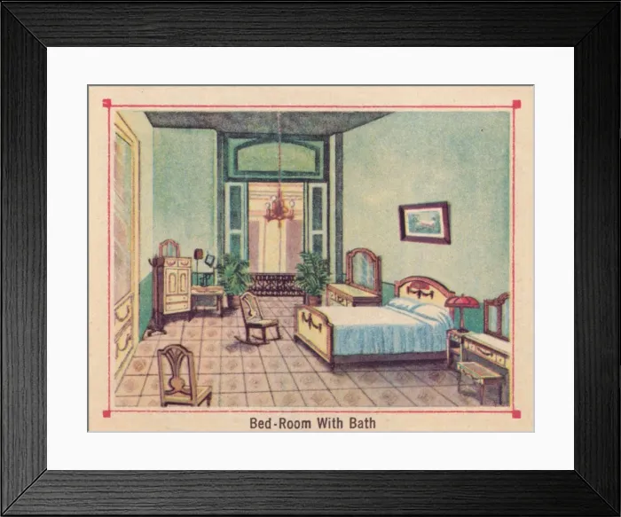 Framed Print : Bed-Room With Bath - Hotel Florida - Havana - Cuba, c1910 Framed Print : Bed-Room With Bath - Hotel Florida - Havana - Cuba, c1910