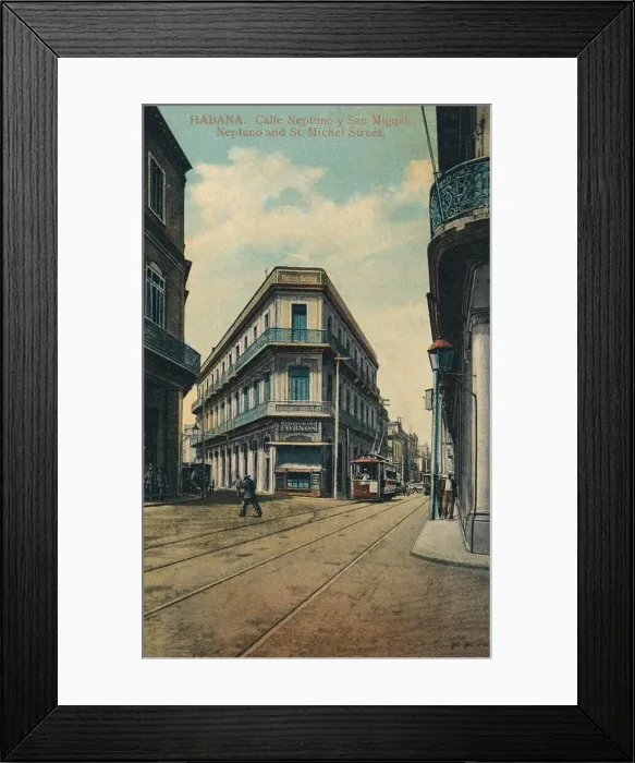 Framed Print : Habana. Calle Neptuno y San Miguel. Neptuno and St. Michel Street, 1916 Framed Print : Habana. Calle Neptuno y San Miguel. Neptuno and St. Michel Street, 1916