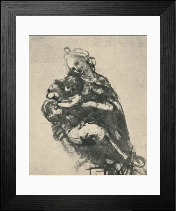 Framed Print : Madonna and Child with a Cat, c1475 (1945). Artist: Leonardo da Vinci Framed Print : Madonna and Child with a Cat, c1475 (1945). Artist: Leonardo da Vinci
