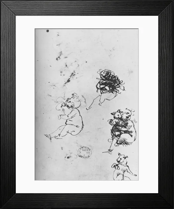 Framed Print : Studies of Children and Cats, 1478-1481 (1945). Artist: Leonardo da Vinci Framed Print : Studies of Children and Cats, 1478-1481 (1945). Artist: Leonardo da Vinci