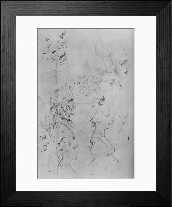 Framed Print : Profiles of Men and Half-Length of a Girl, c1490 (1945). Artist: Leonardo da Vinci Framed Print : Profiles of Men and Half-Length of a Girl, c1490 (1945). Artist: Leonardo da Vinci