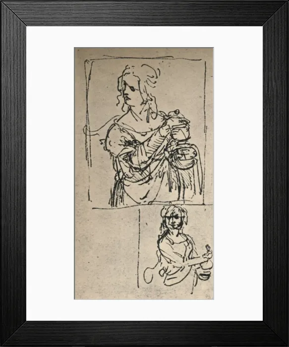 Framed Print : Studies for a St. Mary Magdalene, c1480-1482 (1945). Artist: Leonardo da Vinci Framed Print : Studies for a St. Mary Magdalene, c1480-1482 (1945). Artist: Leonardo da Vinci