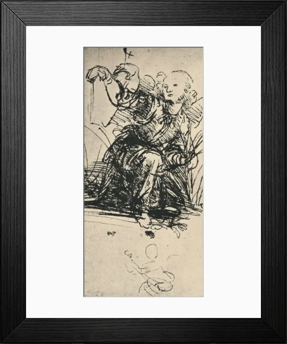 Framed Print : Studies of a Kneeling Angel, c1467-1519 (1945). Artist: Leonardo da Vinci Framed Print : Studies of a Kneeling Angel, c1467-1519 (1945). Artist: Leonardo da Vinci