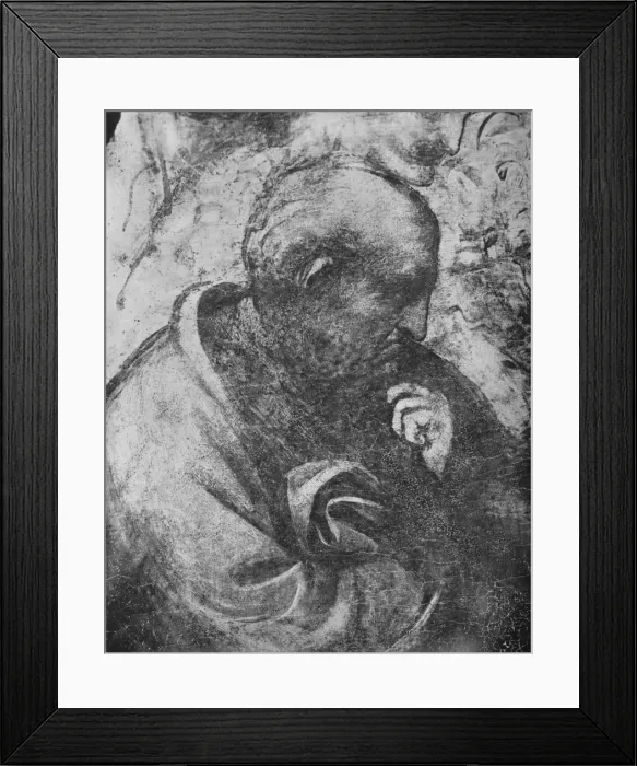 Framed Print : Adoration of the Magi - Head of philosopher on the left, c1481 (1945). Artist: Leonardo da Vinci Framed Print : Adoration of the Magi - Head of philosopher on the left, c1481 (1945). Artist: Leonardo da Vinci