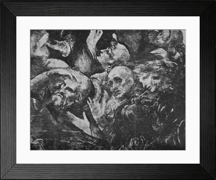 Framed Print : Adoration of the Magi - Heads of the group behind the kneeling king on the right, c1481 (1945). Artist: Leonardo da Vinci Framed Print : Adoration of the Magi - Heads of the group behind the kneeling king on the right, c1481 (1945). Artist: Leonardo da Vinci