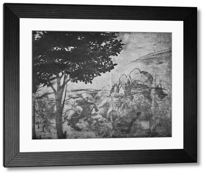 Framed Print : Adoration of the Magi - Battle of horsemen in the distance on the right, c1481 (1945). Artist: Leonardo da Vinci Framed Print : Adoration of the Magi - Battle of horsemen in the distance on the right, c1481 (1945). Artist: Leonardo da Vinci