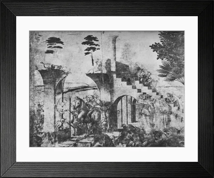 Framed Print : Adoration of the Magi - Horsemen in the middle distance on the left, c1481 (1945). Artist: Leonardo da Vinci Framed Print : Adoration of the Magi - Horsemen in the middle distance on the left, c1481 (1945). Artist: Leonardo da Vinci