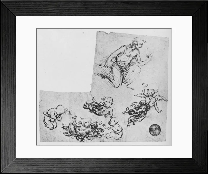 Framed Print : Kneeling Youth and Putti, c1480 (1945). Artist: Leonardo da Vinci Framed Print : Kneeling Youth and Putti, c1480 (1945). Artist: Leonardo da Vinci
