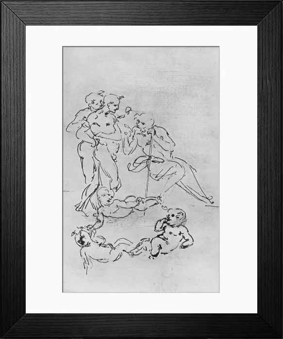 Framed Print : Studies of Figures and Putti for an Adoration, c1481 (1945). Artist: Leonardo da Vinci Framed Print : Studies of Figures and Putti for an Adoration, c1481 (1945). Artist: Leonardo da Vinci
