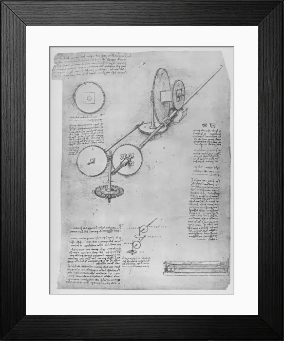 Framed Print : Machine for Shaping Iron Rods for Making Cannon, c1480 (1945). Artist: Leonardo da Vinci Framed Print : Machine for Shaping Iron Rods for Making Cannon, c1480 (1945). Artist: Leonardo da Vinci