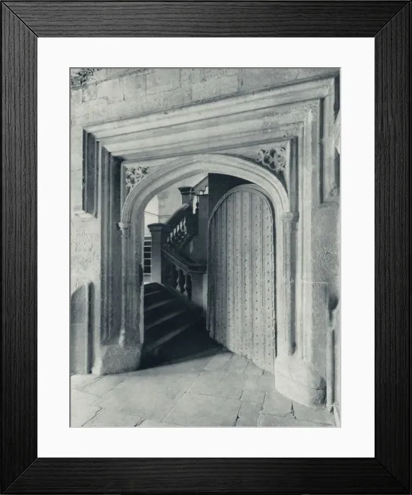 Framed Print : Waynfletes North Door, with the Seventeenth-Century Stairs to Upper School and Antechapel, 1926 Framed Print : Waynfletes North Door, with the Seventeenth-Century Stairs to Upper School and Antechapel, 1926