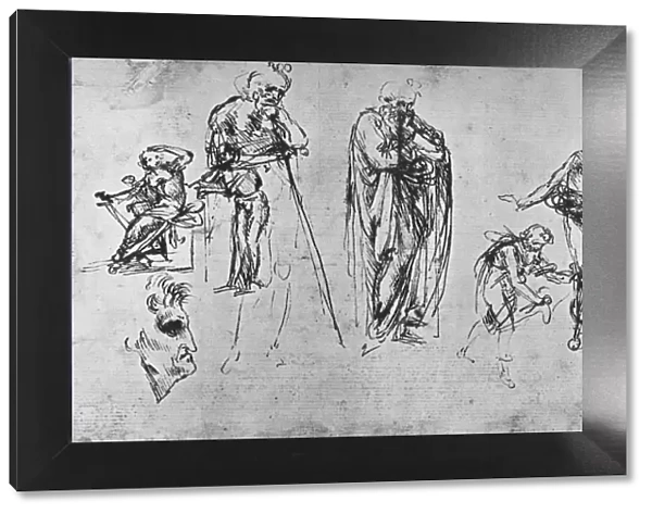 Studies of Single Figures and of a Profile, c1480 (1945). Artist: Leonardo da Vinci