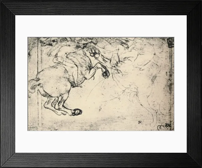 Framed Print : Fight Between a Horseman and a Griffin, c1480 (1945). Artist: Leonardo da Vinci Framed Print : Fight Between a Horseman and a Griffin, c1480 (1945). Artist: Leonardo da Vinci