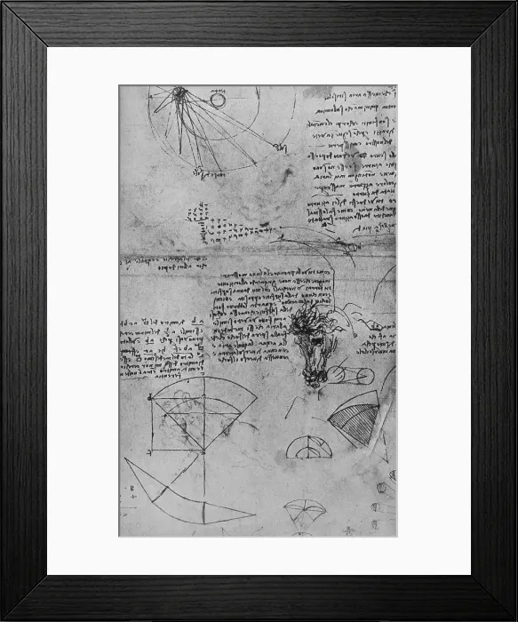 Framed Print : Notes on Astronomy and Study of a Horses Head, c1480 (1945). Artist: Leonardo da Vinci Framed Print : Notes on Astronomy and Study of a Horses Head, c1480 (1945). Artist: Leonardo da Vinci