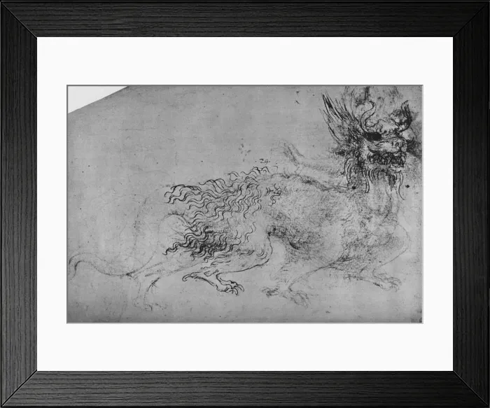 Framed Print : A Dragon, c1480 (1945). Artist: Leonardo da Vinci Framed Print : A Dragon, c1480 (1945). Artist: Leonardo da Vinci