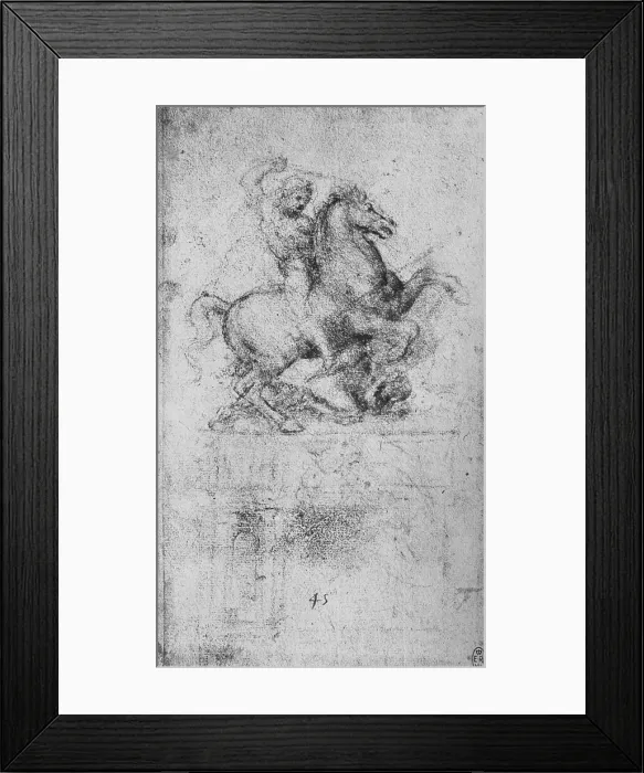 Framed Print : Study of an Equestrian Monument, c1480 (1945). Artist: Leonardo da Vinci Framed Print : Study of an Equestrian Monument, c1480 (1945). Artist: Leonardo da Vinci