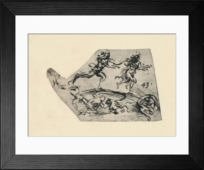 Framed Print : A Man Pursuing A Woman, c1480 (1945). Artist: Leonardo da Vinci Framed Print : A Man Pursuing A Woman, c1480 (1945). Artist: Leonardo da Vinci