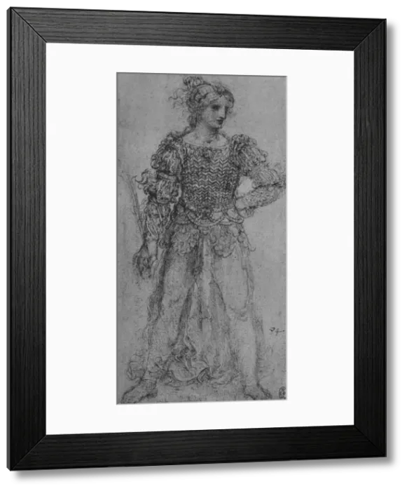 Framed Print : A Woman Wearing a Bodice of Interlaced Ribbons, c1480 (1945). Artist: Leonardo da Vinci Framed Print : A Woman Wearing a Bodice of Interlaced Ribbons, c1480 (1945). Artist: Leonardo da Vinci