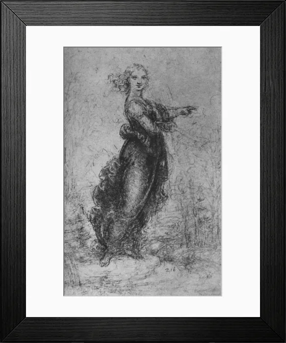 Framed Print : A Young Woman Pointing, c1480 (1945). Artist: Leonardo da Vinci Framed Print : A Young Woman Pointing, c1480 (1945). Artist: Leonardo da Vinci