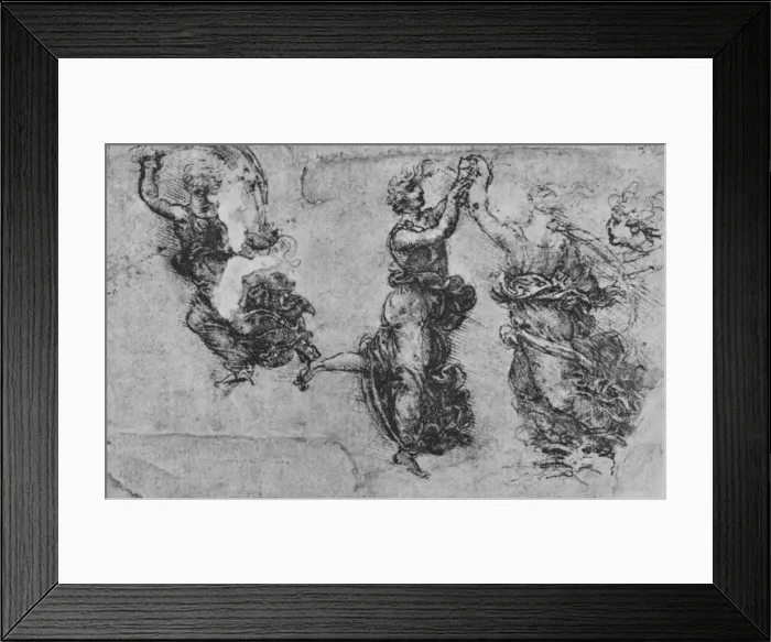 Framed Print : Studies of Dancing Nymphs, c1480 (1945). Artist: Leonardo da Vinci Framed Print : Studies of Dancing Nymphs, c1480 (1945). Artist: Leonardo da Vinci