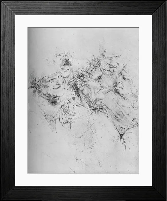 Framed Print : Five Grotesque Heads, c1480 (1945). Artist: Leonardo da Vinci Framed Print : Five Grotesque Heads, c1480 (1945). Artist: Leonardo da Vinci