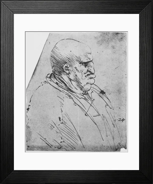 Framed Print : A Grotesque Profile of a Man to the Right, c1480 (1945). Artist: Leonardo da Vinci Framed Print : A Grotesque Profile of a Man to the Right, c1480 (1945). Artist: Leonardo da Vinci