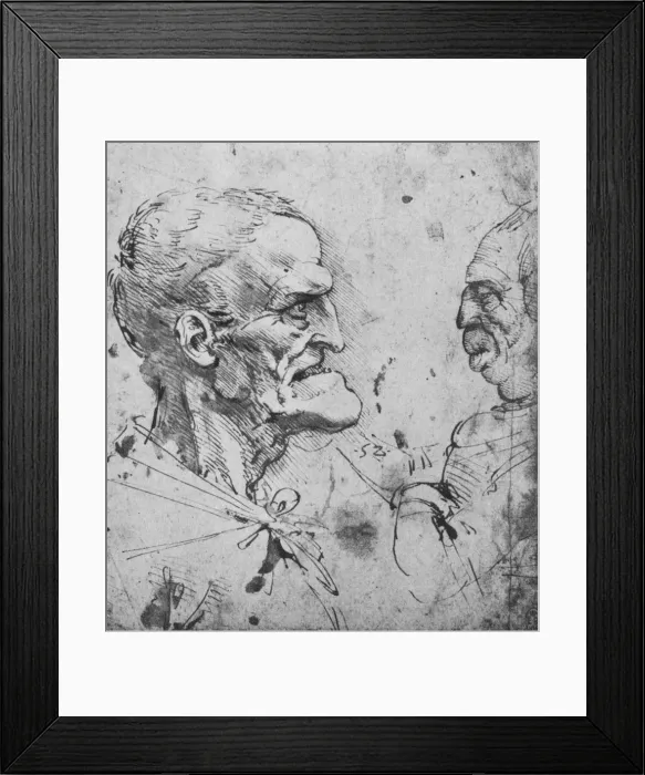 Framed Print : Grotesque Profiles of a Man and Woman Facing, c1480 (1945). Artist: Leonardo da Vinci Framed Print : Grotesque Profiles of a Man and Woman Facing, c1480 (1945). Artist: Leonardo da Vinci