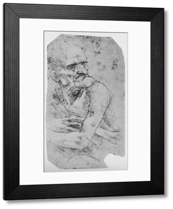 Framed Print : Half-Length Caricature of an Old Man with a Prominent Chin, c1480 (1945). Artist: Leonardo da Vinci Framed Print : Half-Length Caricature of an Old Man with a Prominent Chin, c1480 (1945). Artist: Leonardo da Vinci