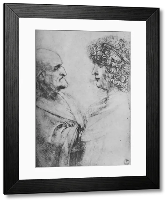 Framed Print : An Old Man and a Youth Facing One Another, c1480 (1945). Artist: Leonardo da Vinci Framed Print : An Old Man and a Youth Facing One Another, c1480 (1945). Artist: Leonardo da Vinci