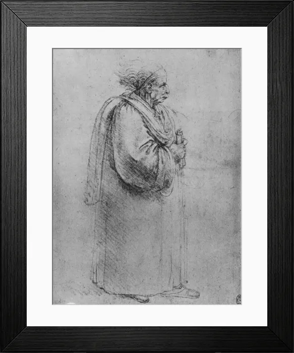 Framed Print : Whole Length of an Old Man in Profile to the Right, c1480 (1945). Artist: Leonardo da Vinci Framed Print : Whole Length of an Old Man in Profile to the Right, c1480 (1945). Artist: Leonardo da Vinci