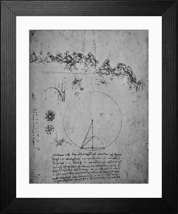 Framed Print : Study for the Last Super and Mathematical Figures and Calculations, c1480 (1945). Artist: Leonardo da Vinci Framed Print : Study for the Last Super and Mathematical Figures and Calculations, c1480 (1945). Artist: Leonardo da Vinci