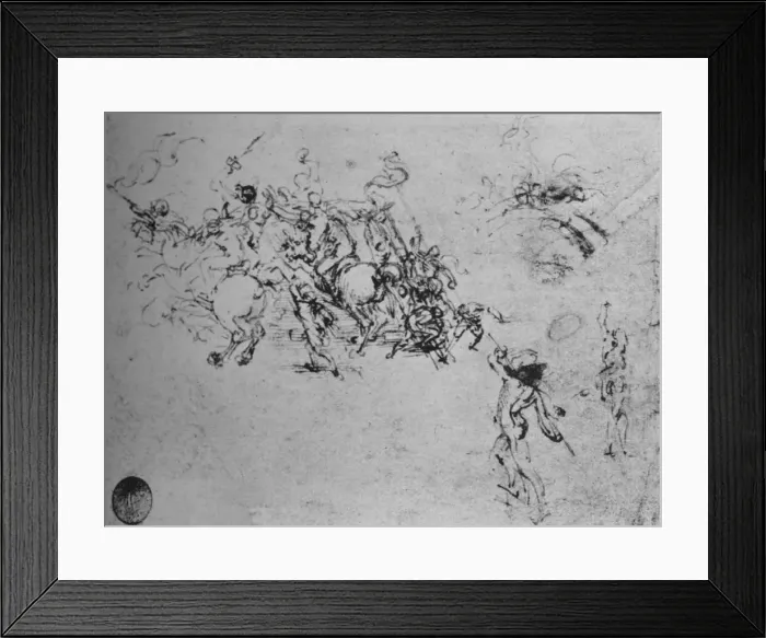 Framed Print : Studies of Horsemen Fighting and of Footsoldiers, c1480 (1945). Artist: Leonardo da Vinci Framed Print : Studies of Horsemen Fighting and of Footsoldiers, c1480 (1945). Artist: Leonardo da Vinci