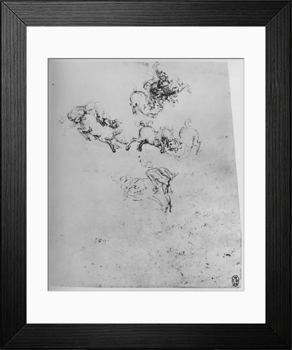 Framed Print : Horses and Horsemen in Combat, c1480 (1945). Artist: Leonardo da Vinci Framed Print : Horses and Horsemen in Combat, c1480 (1945). Artist: Leonardo da Vinci