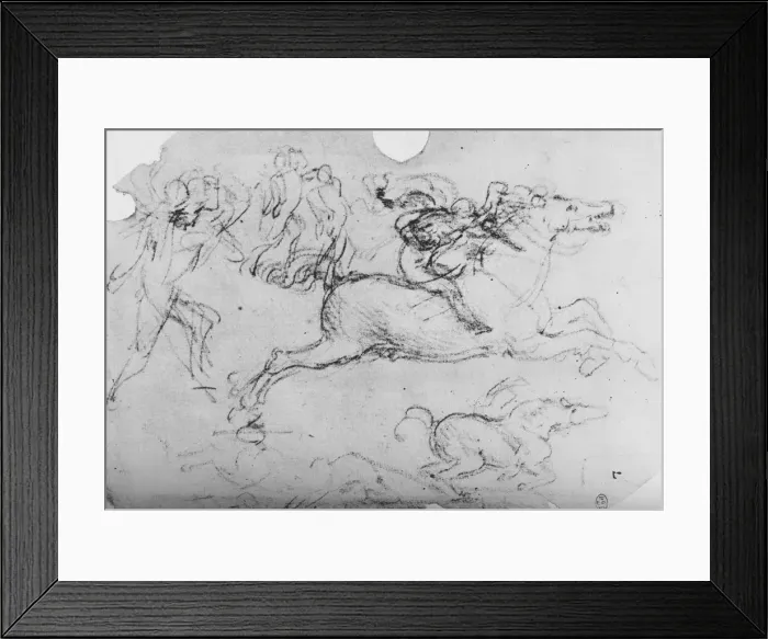 Framed Print : Galloping Horseman and Other Figures, c1480 (1945). Artist: Leonardo da Vinci Framed Print : Galloping Horseman and Other Figures, c1480 (1945). Artist: Leonardo da Vinci
