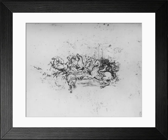 Framed Print : Horsemen with Pennants Advancing from the Left, c1480 (1945). Artist: Leonardo da Vinci Framed Print : Horsemen with Pennants Advancing from the Left, c1480 (1945). Artist: Leonardo da Vinci