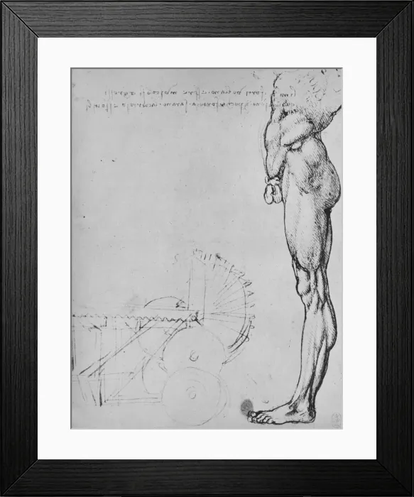 Framed Print : Study of the Lower Half of a Man and of Machinery, c1480 (1945). Artist: Leonardo da Vinci Framed Print : Study of the Lower Half of a Man and of Machinery, c1480 (1945). Artist: Leonardo da Vinci