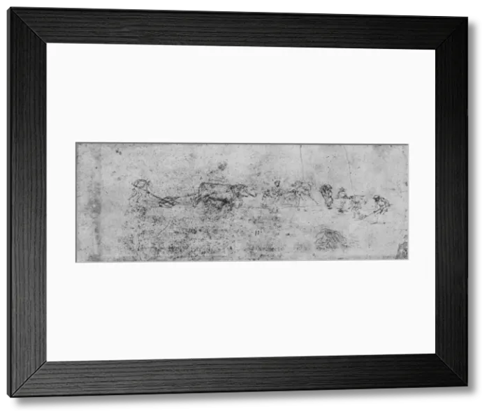 Framed Print : Men Ploughing and Digging, c1480 (1945). Artist: Leonardo da Vinci Framed Print : Men Ploughing and Digging, c1480 (1945). Artist: Leonardo da Vinci