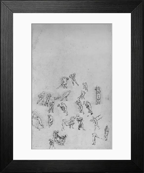 Framed Print : Men Digging, Carrying Earth, Etc. c1480 (1945). Artist: Leonardo da Vinci